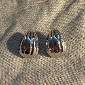 Trifari Silver Teardrop Earrings